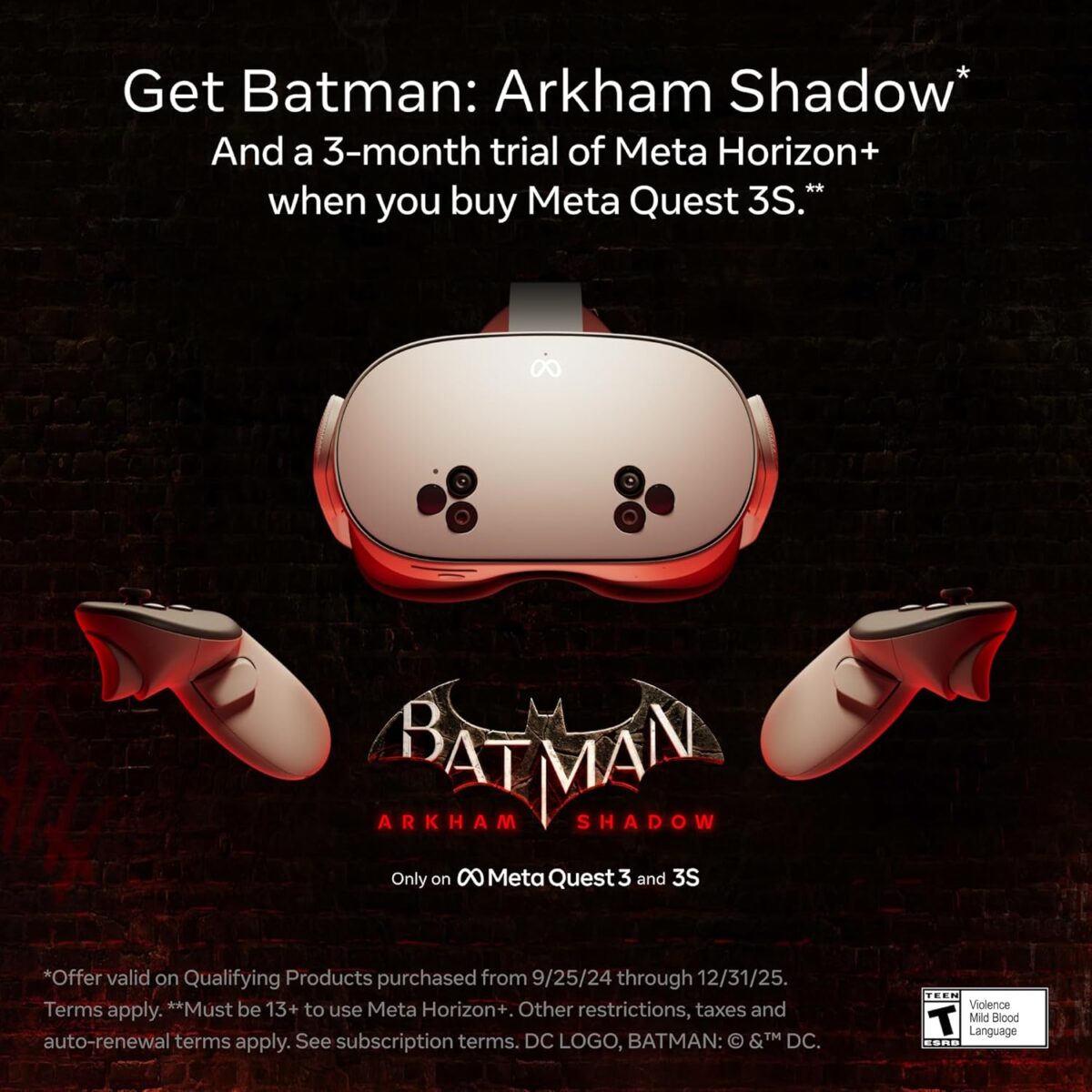 Meta Quest 3S 128GB — Get Batman: Arkham Shadow and a 3-Month Trial of Meta Quest+ Included